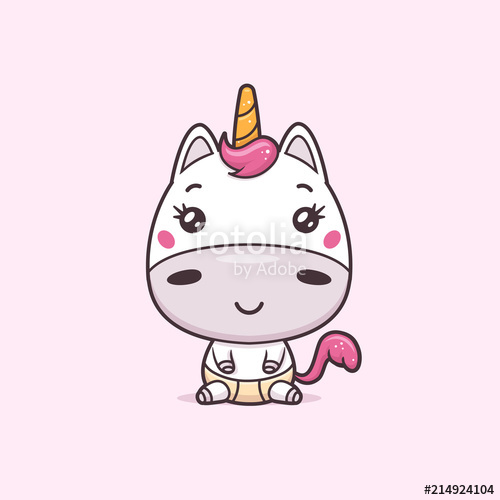 500x500 Cute Kawaii Unicorn Baby Vector Illustration Stock Image And