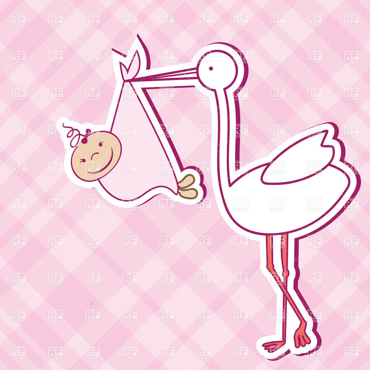 1200x1200 Funny Cartoon Stork Bringing A Baby Vector Image Vector Artwork