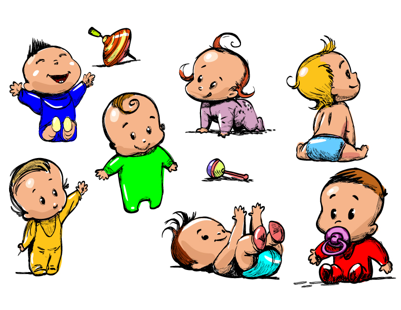 792x612 Handpainted Baby Vector Free Vector 4vector