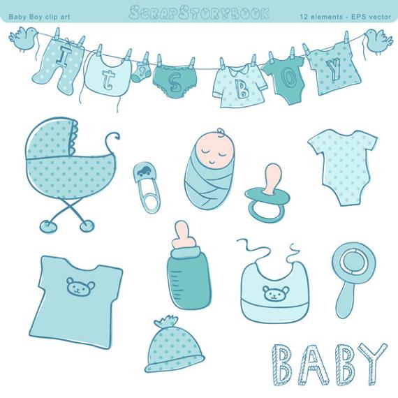 570x570 Baby Shower Clip Art Boy Eps Vector And Png File Blue Etsy