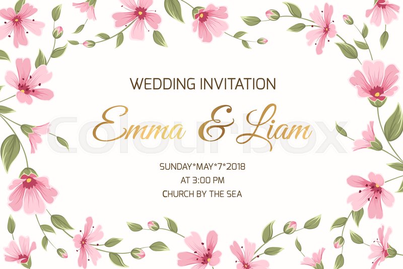800x534 Wedding Marriage Event Invitation Card Template. Gypsophila Babys