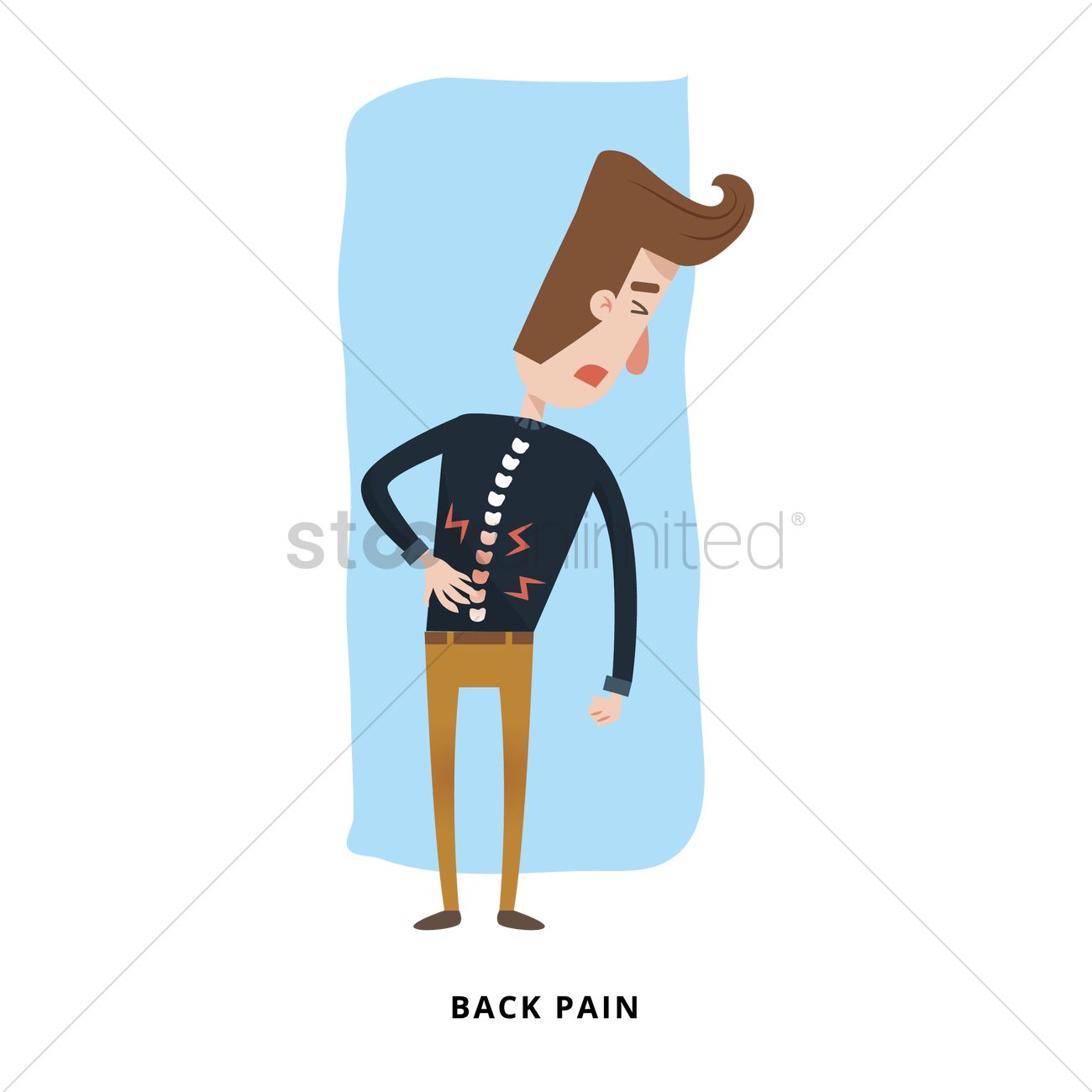 1300x1300 Man With Back Pain Vector Image
