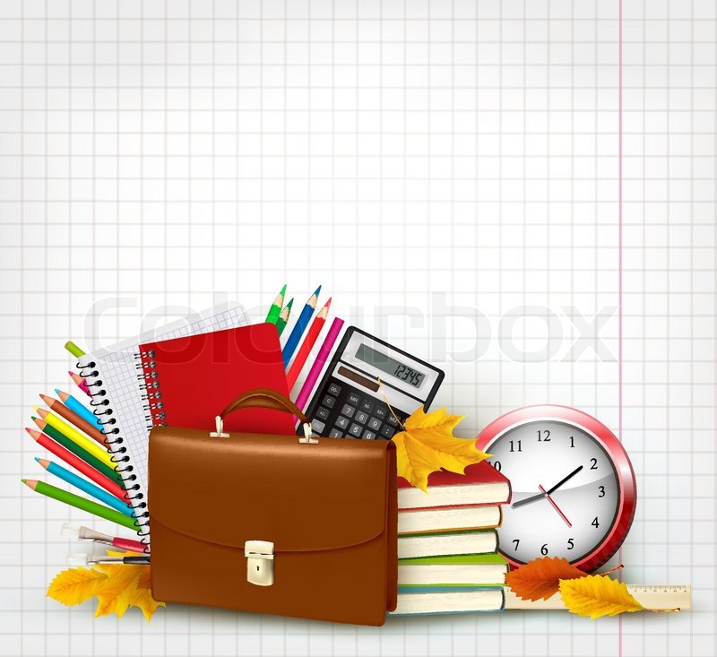 800x733 Back To School Background With School Supplies And Autumn Leaves