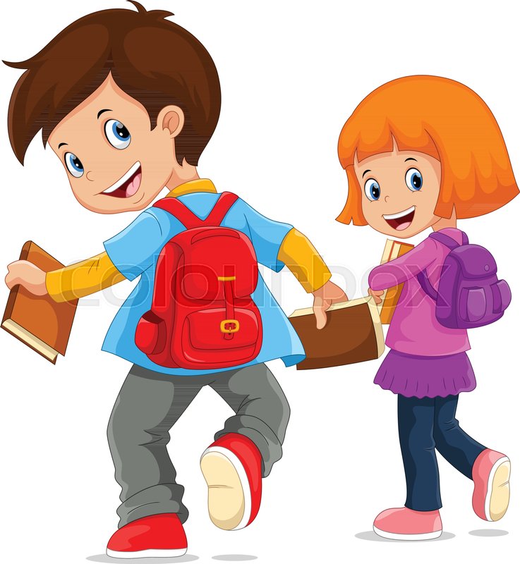737x800 Back To School. Vector Illustration Of Cartoon Kids Going To