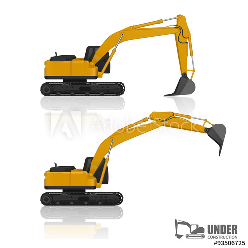 500x500 Excavator, Backhoe, Vector