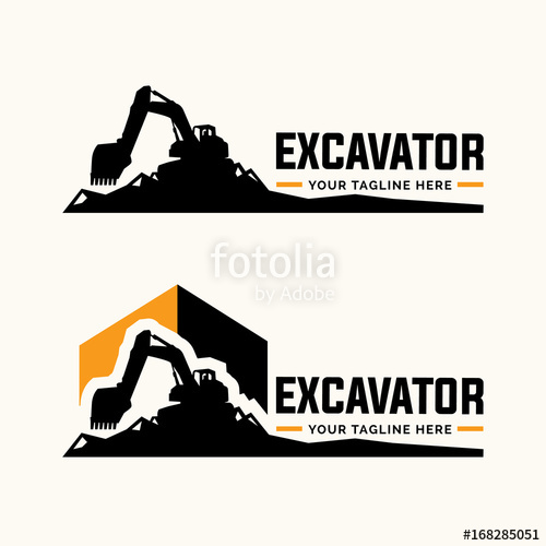 500x500 Excavator And Backhoe Logo Template. Stock Image And Royalty Free