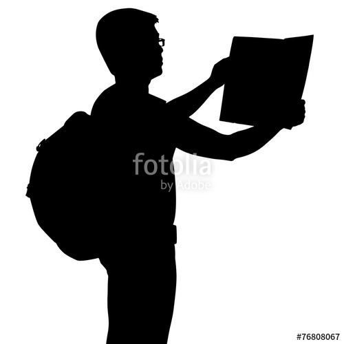 500x500 Silhouette Of Backpacker With Map, Vector Format Stock Image And