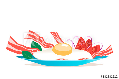 500x334 Breakfast With Egg And Bacon Vector Illustration. Cartoon Flat