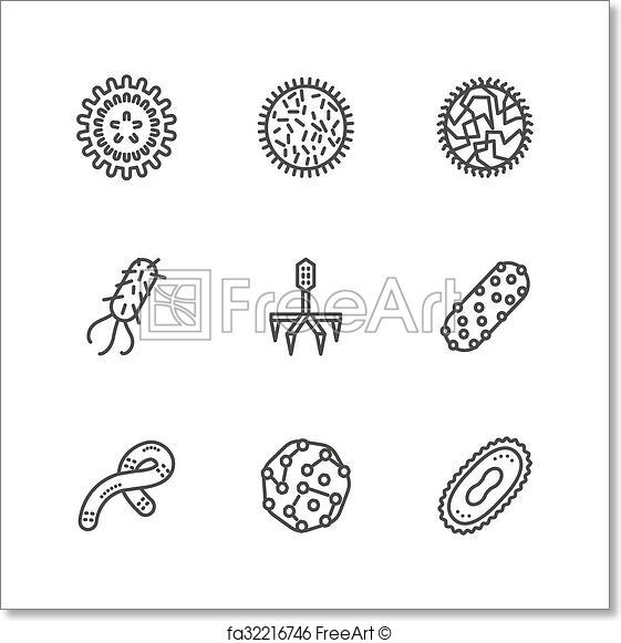 561x581 Free Art Print Of Bacteria And Virus Black Line Vector Icons Set