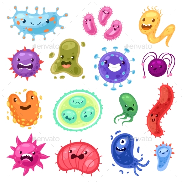 590x590 Viruses Vector Cartoon Bacteria Emoticon Character By Pantimetrok