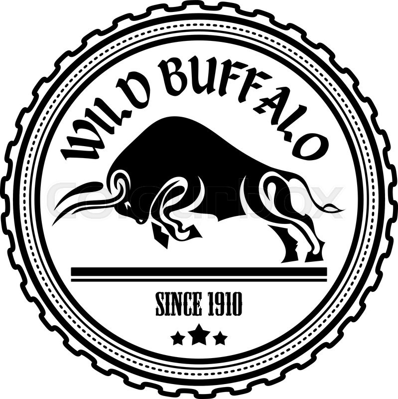 799x800 Logo, Label Two Buffalo, Bull Fighting. Design Badge For Your Farm