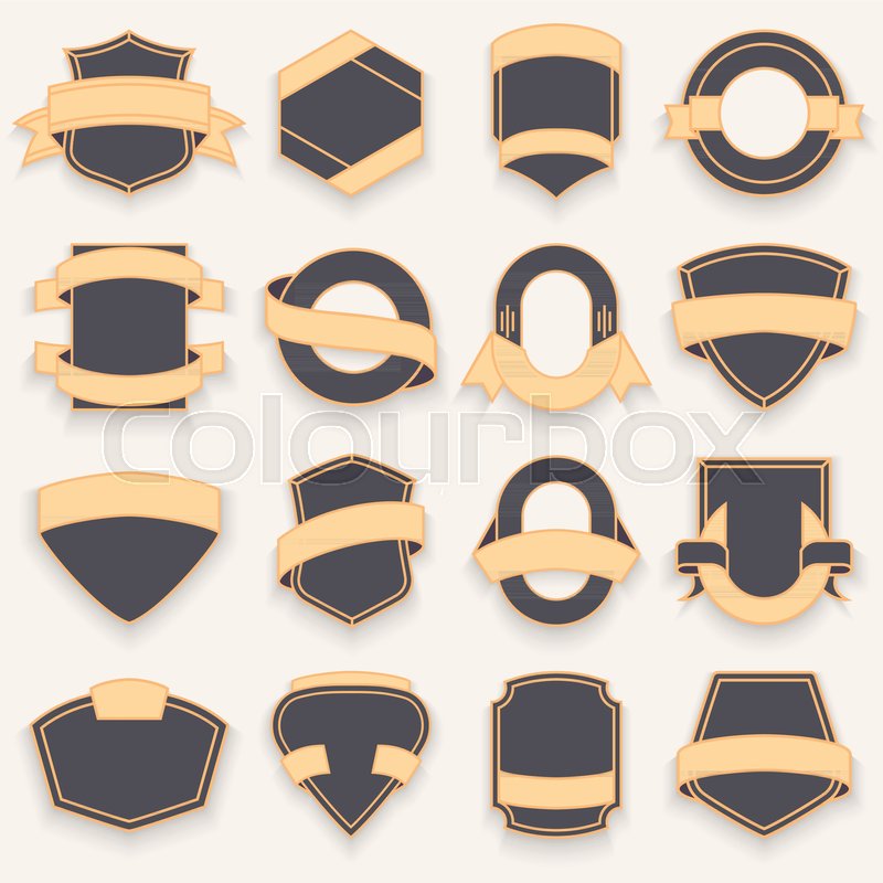 800x800 Set Of Blank Empty Dark Shields. Shield Badge Shapes. Vintage
