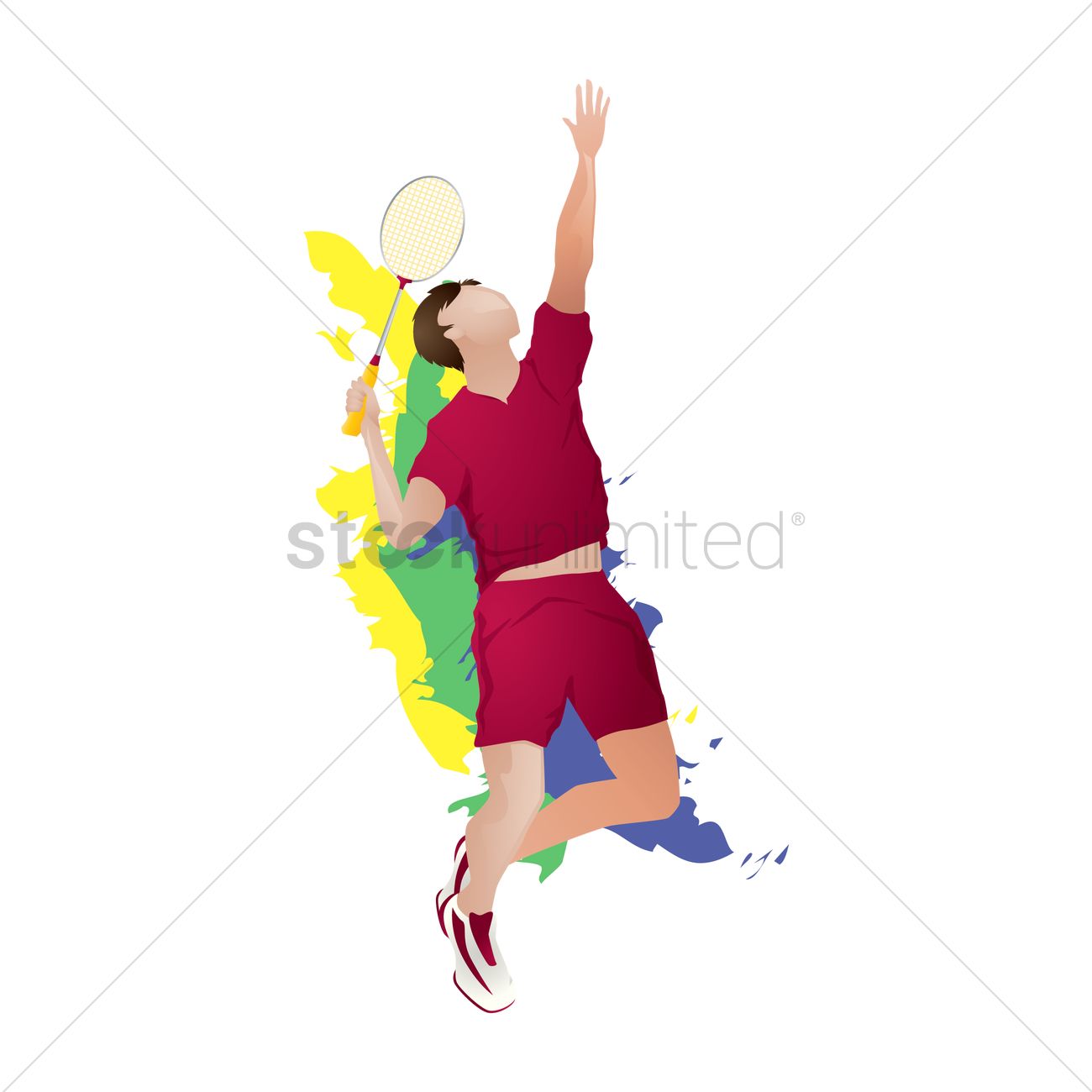 1300x1300 Badminton Player In Action Vector Image