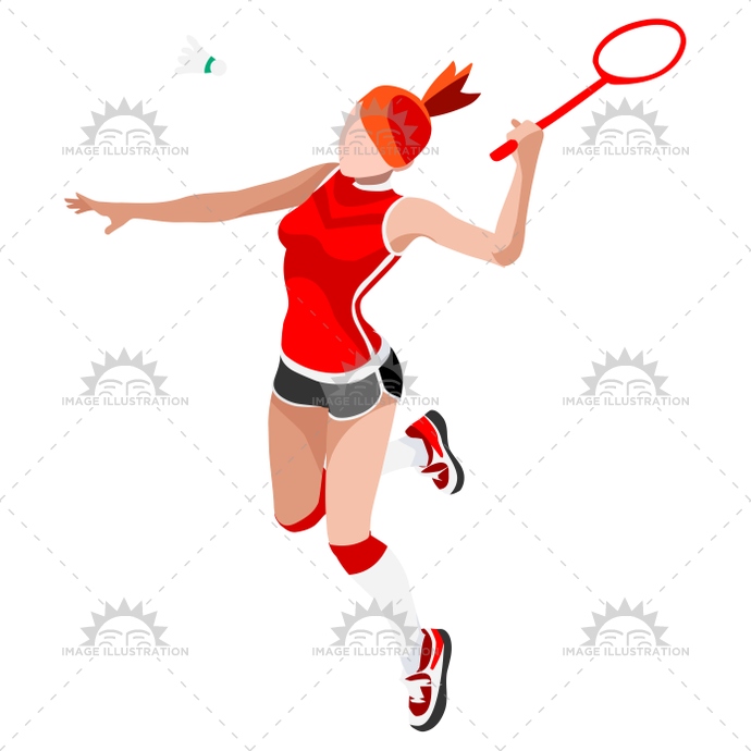 690x690 Badminton 2016 Sports Isometric 3d Vector Illustration