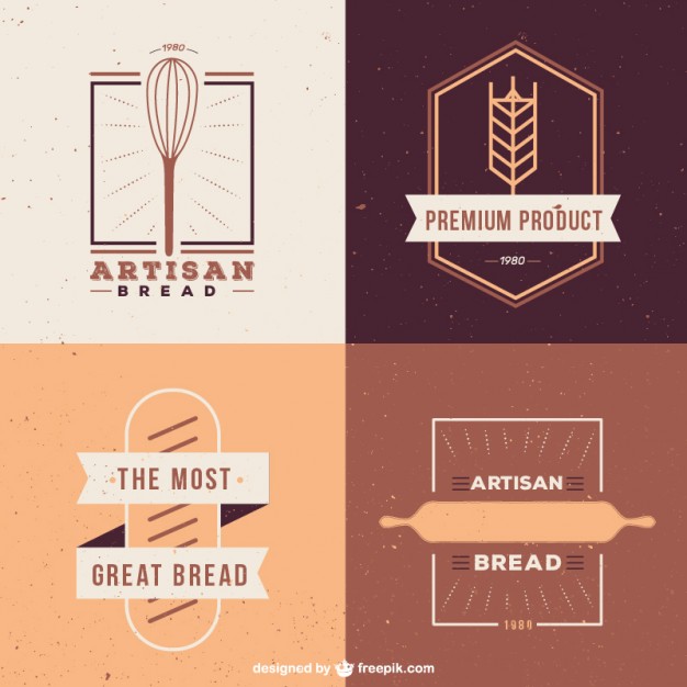 626x626 Cute Pack Of Bakery Logos In Flat Design Vector Free Download