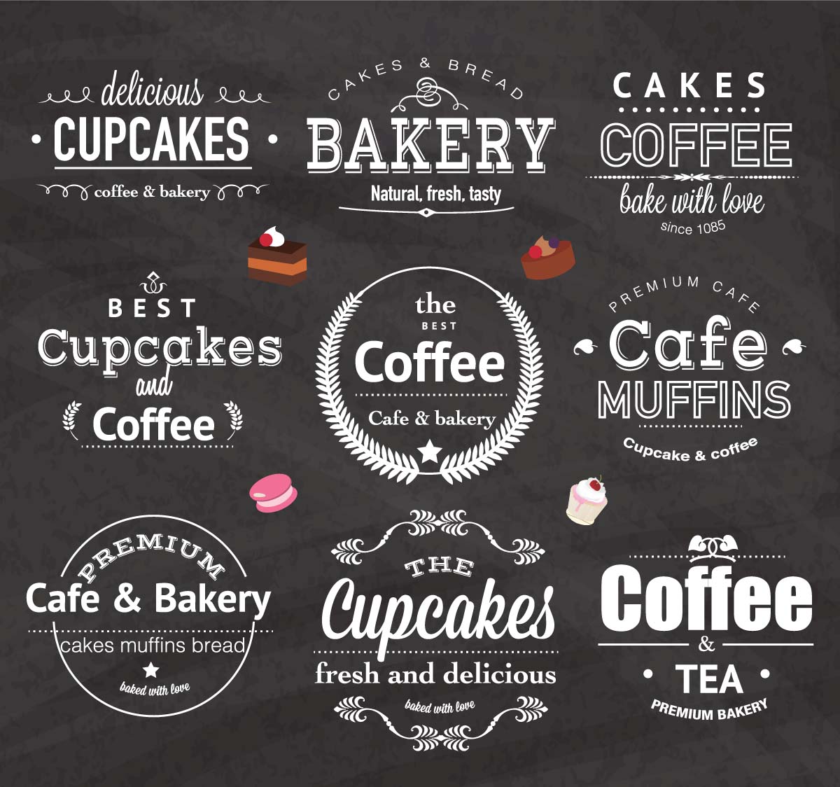 1200x1124 Vintage Bakery Cafe Logo Design Set Vector Free Download