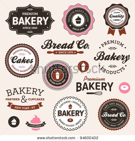 450x470 Vector Download Set Of Vintage Retro Bakery Logo Badges And