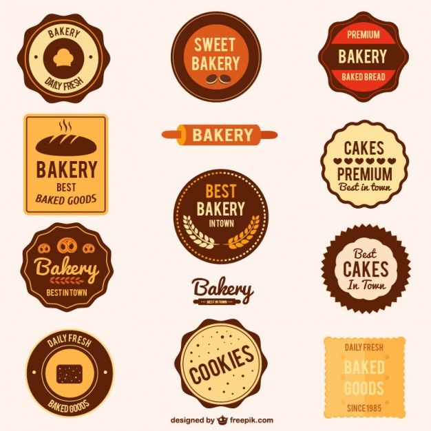 626x626 Set Of Bakery Vector Stamps Design Free Vector Labels