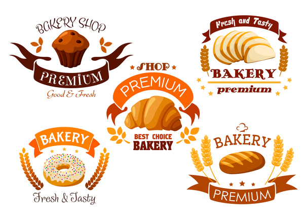 600x424 Vector Bakery Labels Retro Design Set 01 Free Download