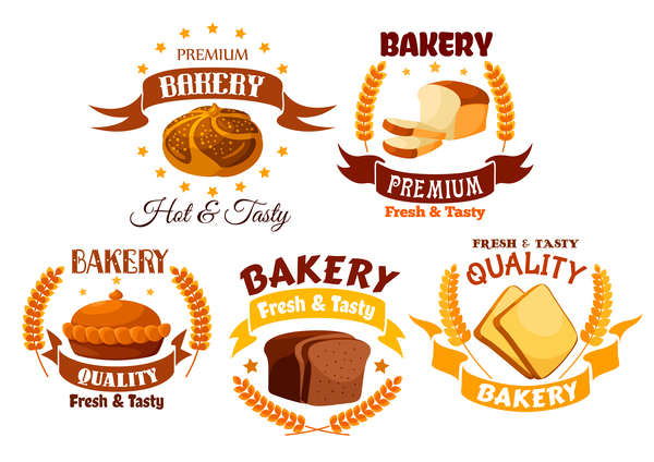 600x424 Vector Bakery Labels Retro Design Set 02 Free Download
