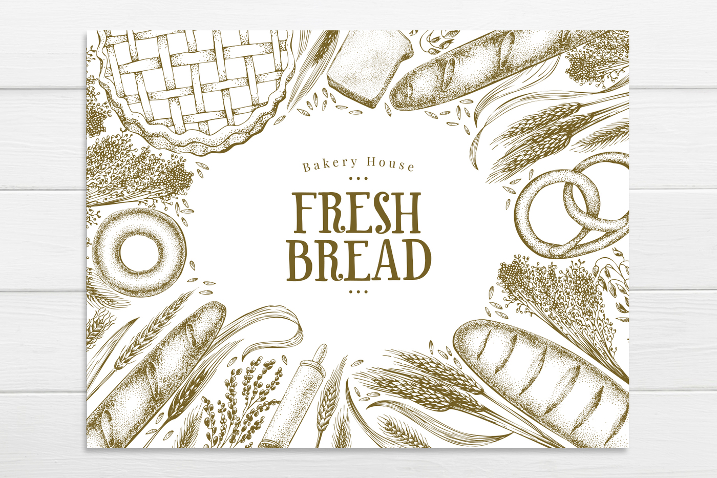 1400x933 Bakery Vector Frame By Lubov Illustrations Shop