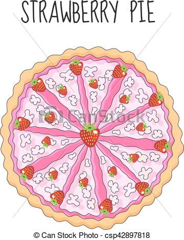 360x470 Strawberry Cake, Birthday Cake. Baking With Strawberries. Vector