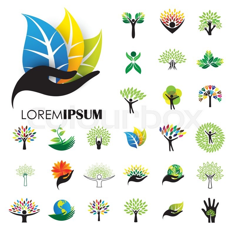 800x800 Human Life Logo Icons Of Abstract People Tree Vectors. This Design