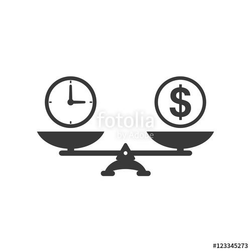 500x500 Time And Money Scales Icon. Money And Time Balance On Scale
