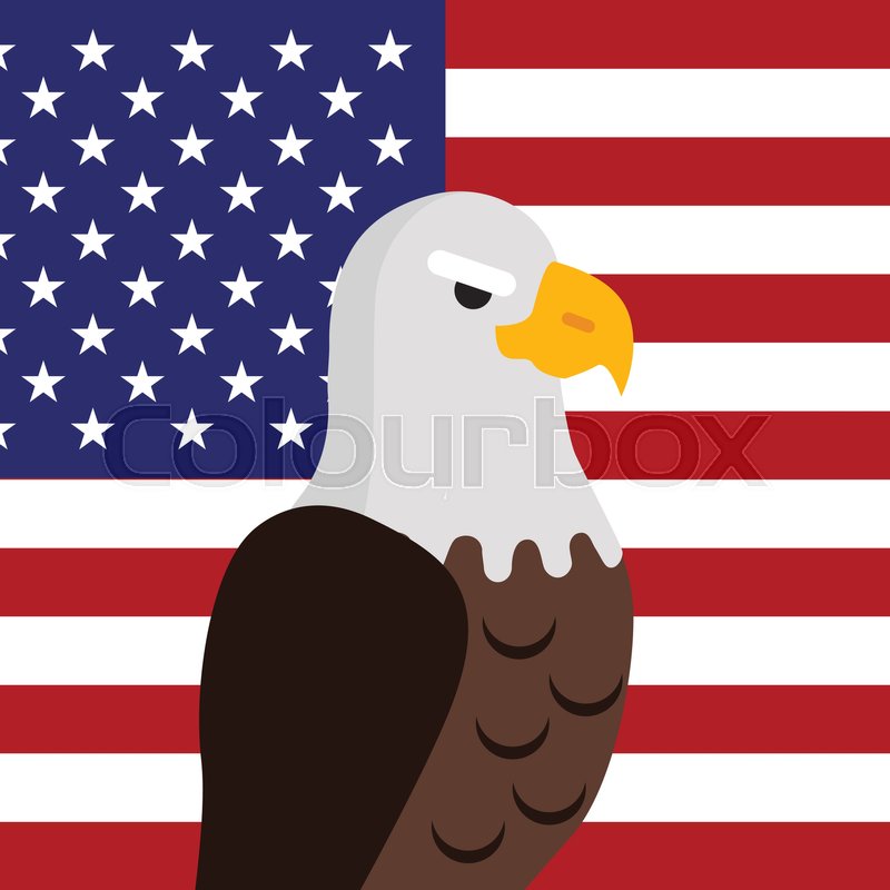 800x800 Bald Eagle Vector. Usa National Bird Symbol And Flag For Patriotic