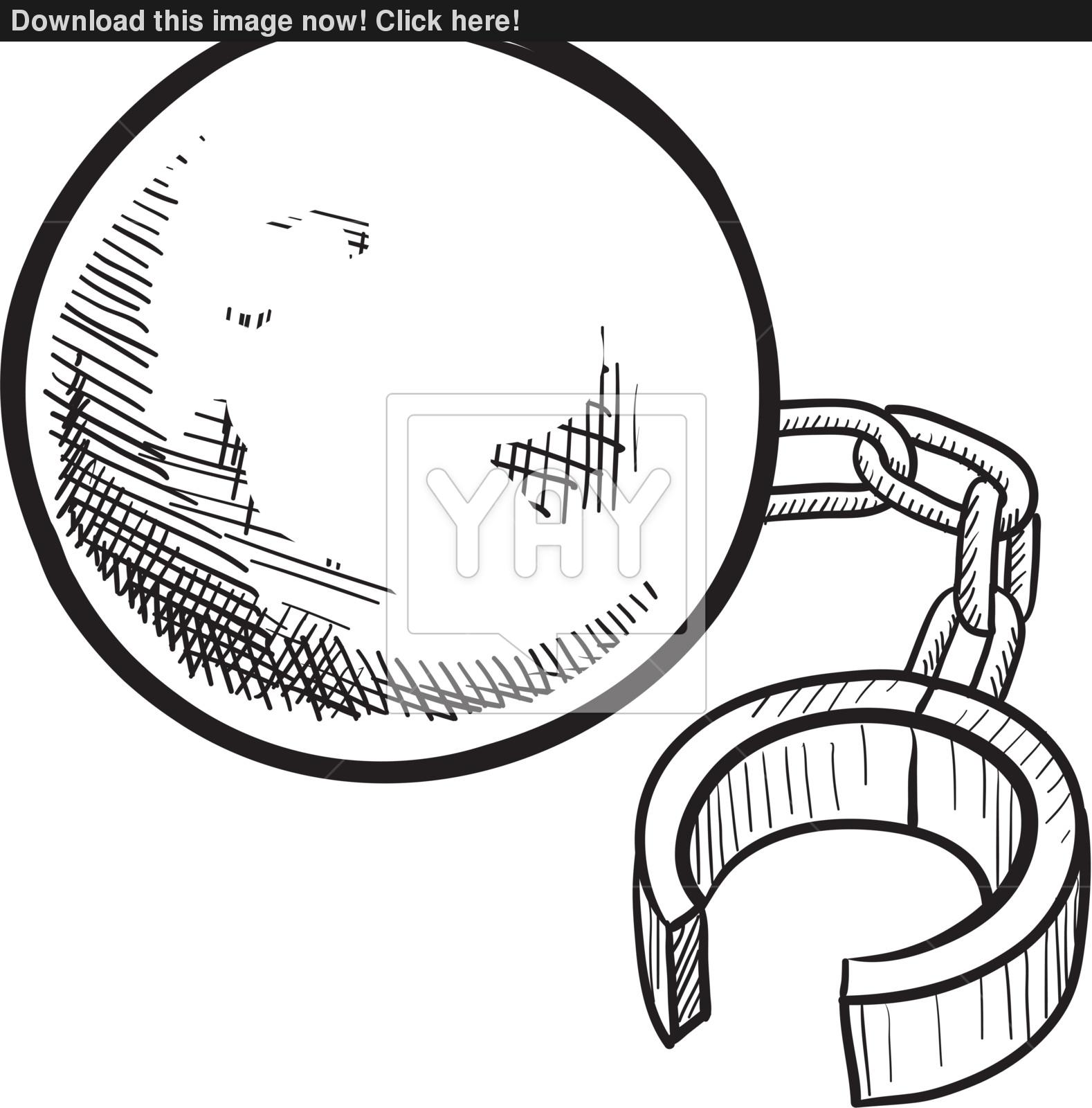 1578x1600 Ball And Chain Vector Sketch Vector