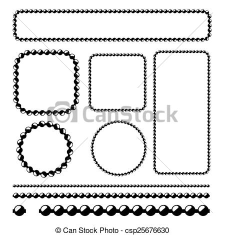 450x470 Ball Chain Frames, Vector Stencil For Borders, Dividers.