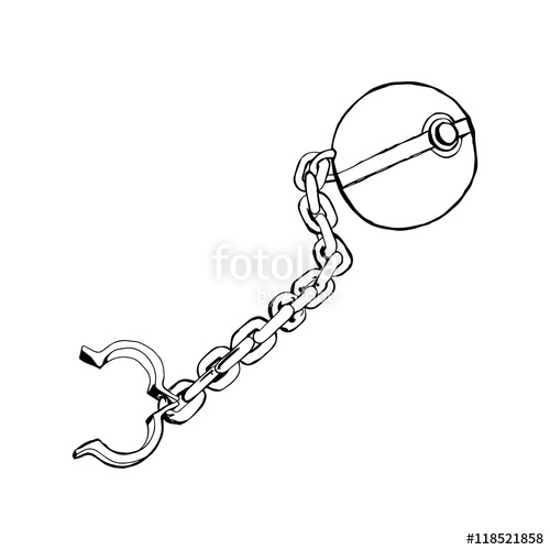 500x500 Illustration Vector Doodle Hand Drawn Sketch Of Iron Ball Chain