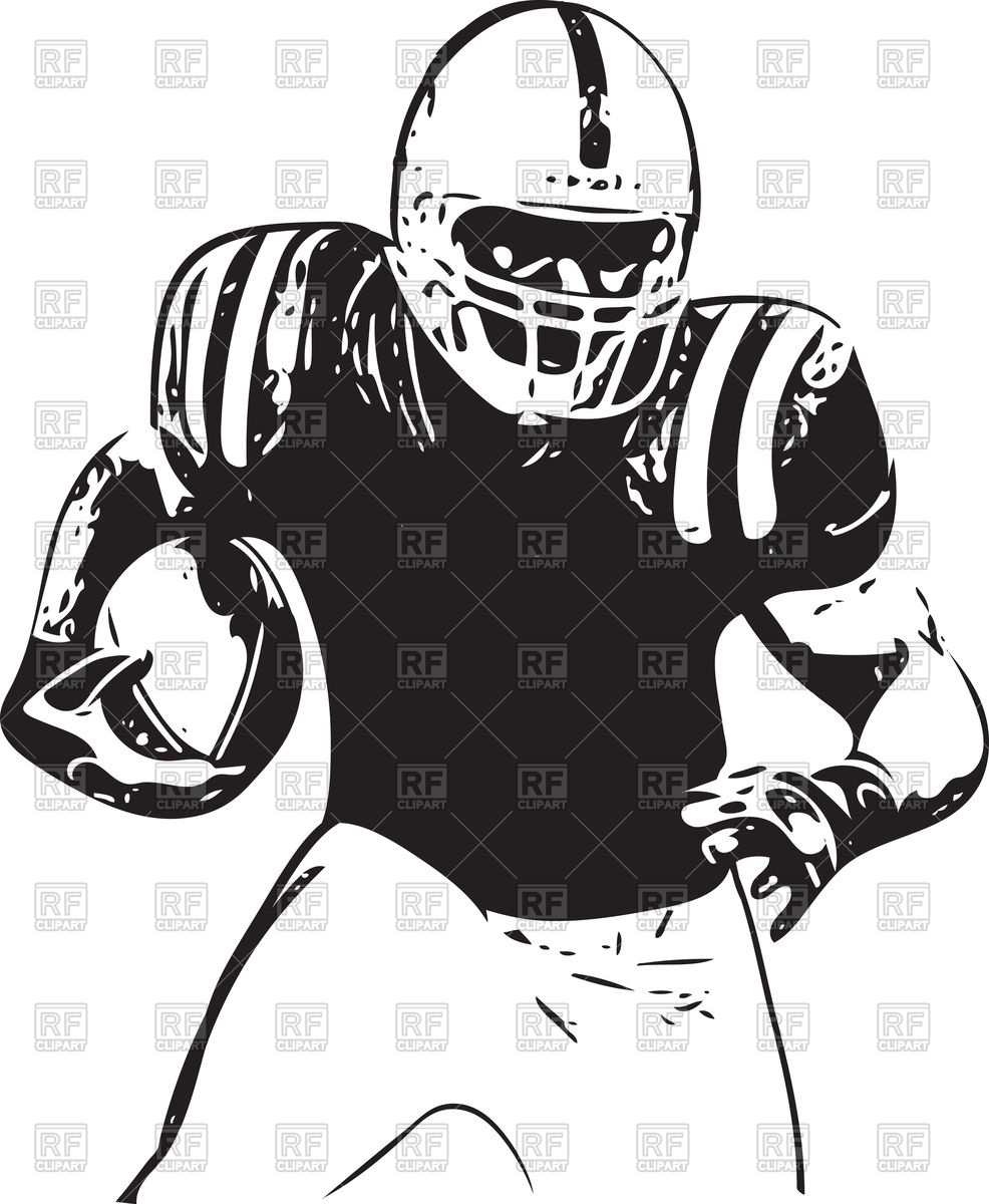 986x1200 American Football Player Illustration Running With Ball Vector