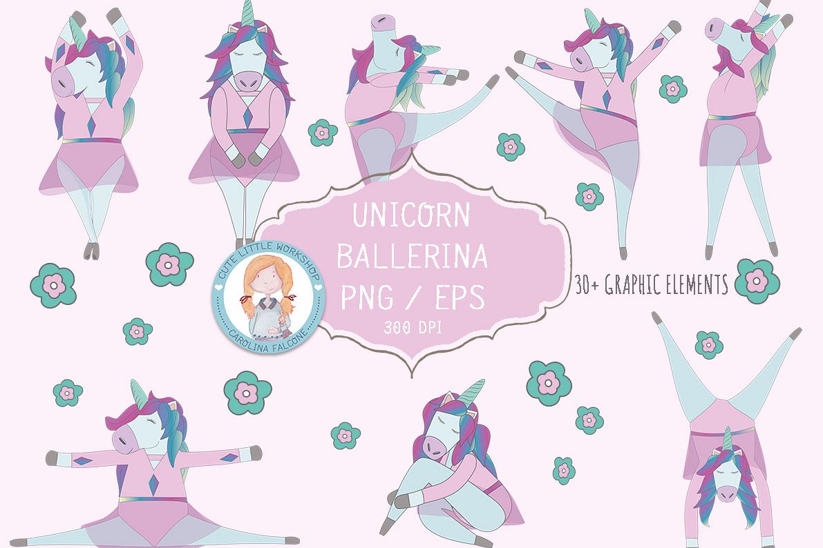 1191x794 Unicorn Ballerina Vector Set