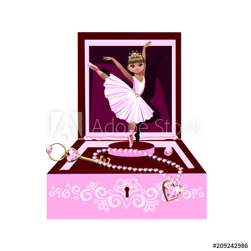 500x500 Music Box For Jewelry With A Ballerina. Vector Illustration.