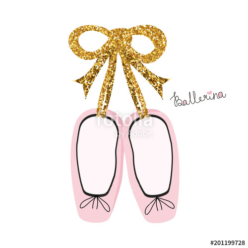 500x500 Fashion Print With Pink Ballet Shoes. Vector Hand Drawn