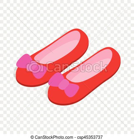450x470 Red Ballet Shoes With Pink Bows Isometric Icon 3d On A Transparent