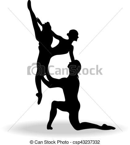 422x470 Ballet Dancers Silhouette Vector.