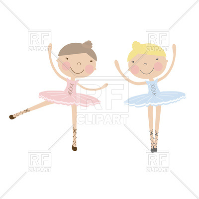 400x400 Cute Dancing Ballerina Girls In Blue And Pink Dresses On White