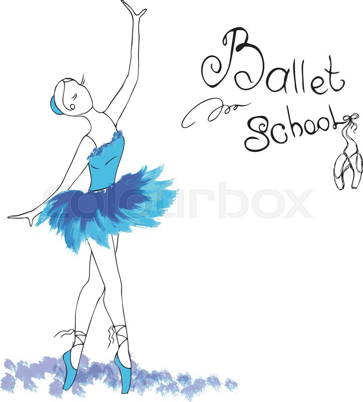 722x800 Ballet Dancer, Drawing In Watercolor Style, Vector Illustration