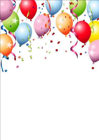 389x550 Birthday Background Colored Confetti With Balloon Vector 01 Free