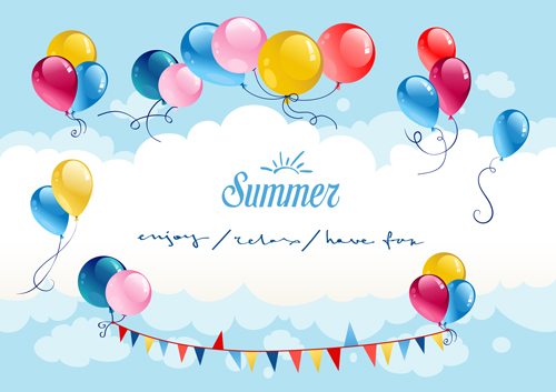 500x353 Summer Colored Balloons Vector Card Free Download