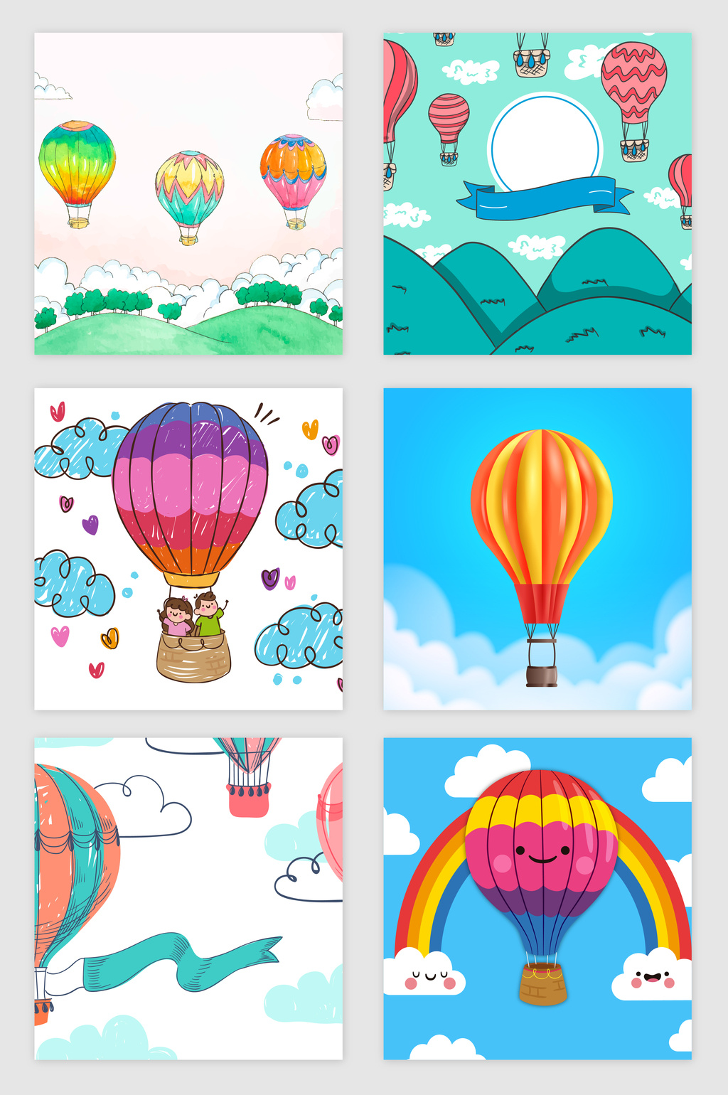 1024x1540 Hand Painted Hot Air Balloon Vector Material Free Download Pikbest