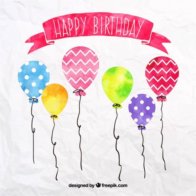 626x626 Watercolour Birthday Balloons Vector Free Download Happy