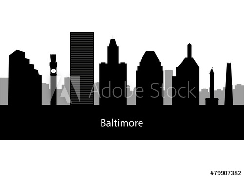 500x364 Baltimore Usa City Skyline Silhouette Vector Illustration