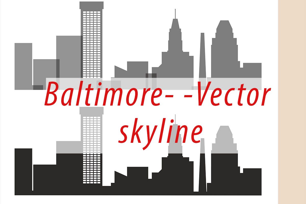1200x800 Baltimore Vector, Maryland Skyline Usa Design Bundles
