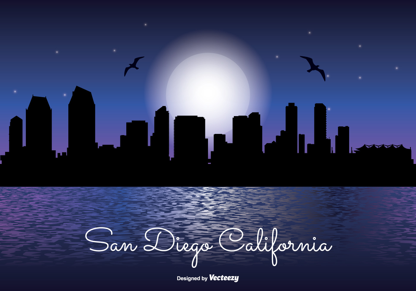 1400x980 San Diego Skyline Free Vector Art