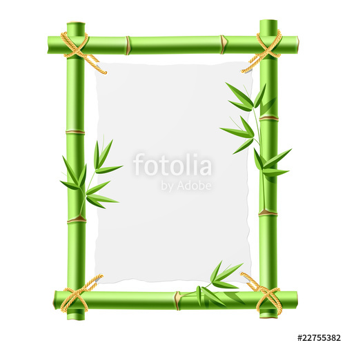 500x500 Bamboo Frame With Blank Paper. Vector. Stock Image And Royalty