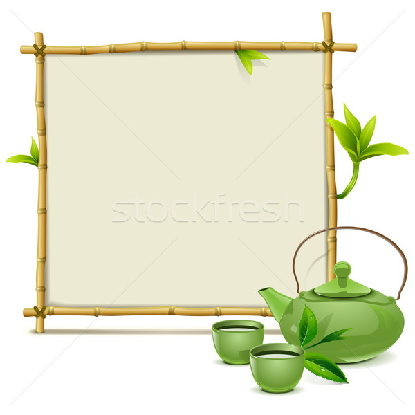 600x600 Vector Bamboo Frame With Green Tea Vector Illustration Dashadima