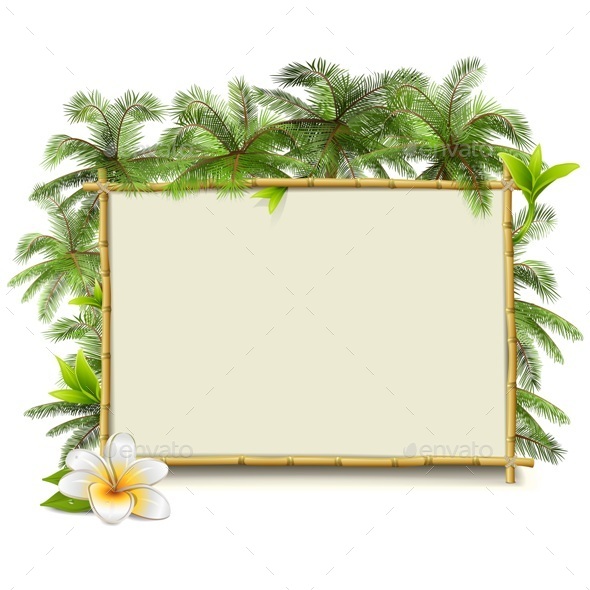 590x590 Vector Bamboo Frame With Palm By Dashadima Graphicriver